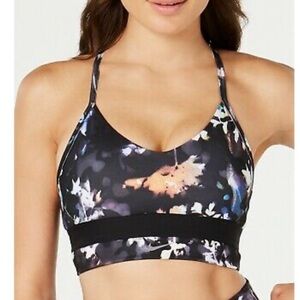 Nike Indy Sports Bra Women’s Small Light Support Black Floral Racerback Longline
